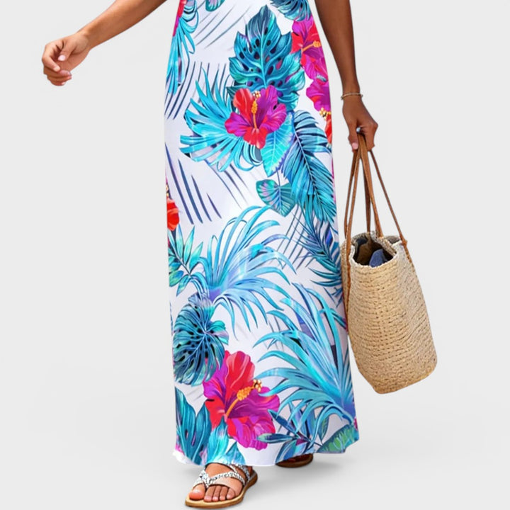 Ariana | Tropical Paradise Sleeveless Resort Maxi Dress