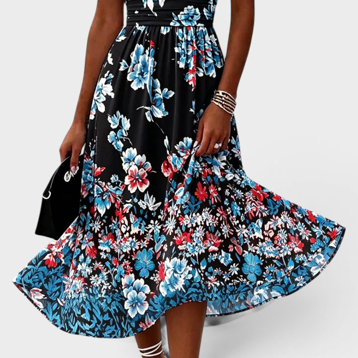 Adeline | Floral Wrap Waist Midi Dress