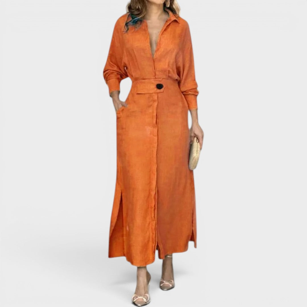 Seraphina | Elegant Flowing Shirt Maxi Dress
