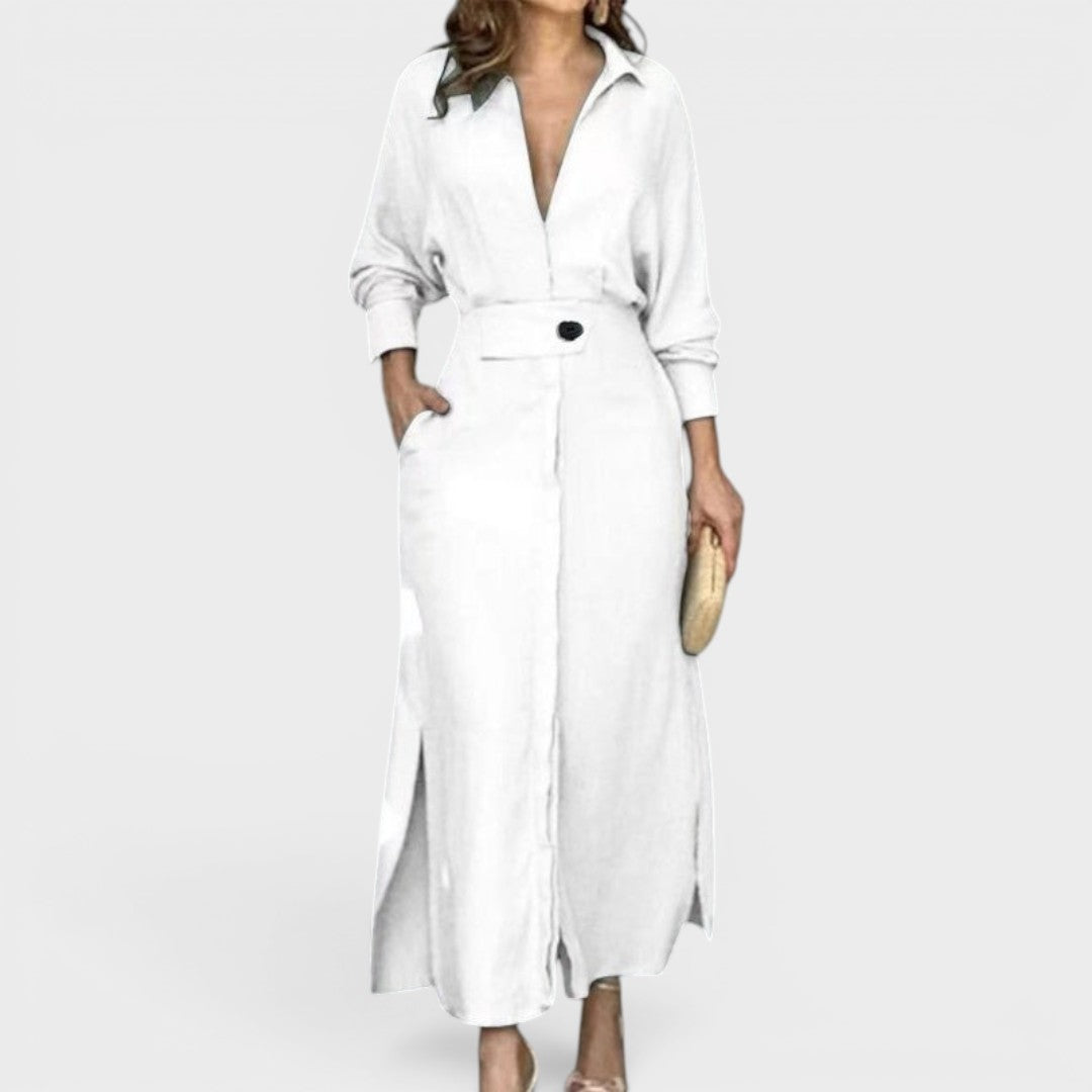 Seraphina | Elegant Flowing Shirt Maxi Dress