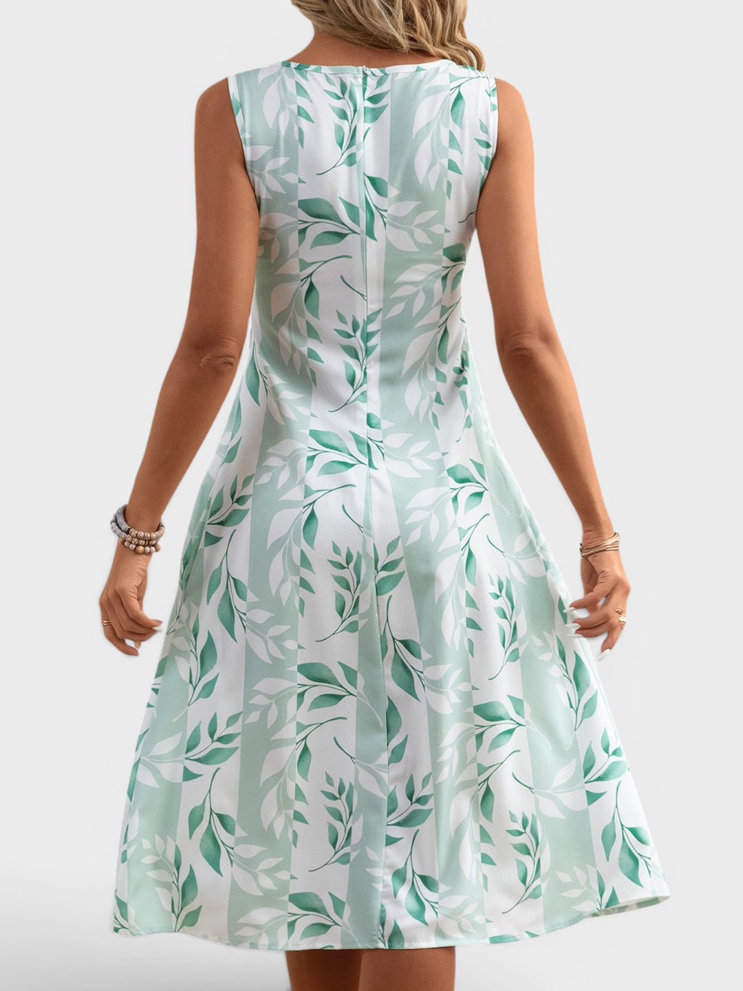 Vivien | Botanical Sleeveless Pocket Midi Dress