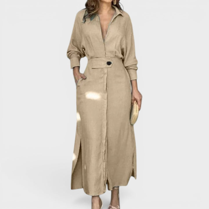 Seraphina | Elegant Flowing Shirt Maxi Dress
