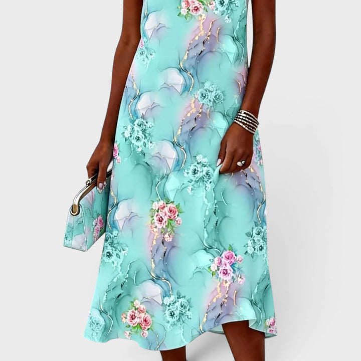 Aurelia | Watercolor Floral Sleeveless Midi Dress