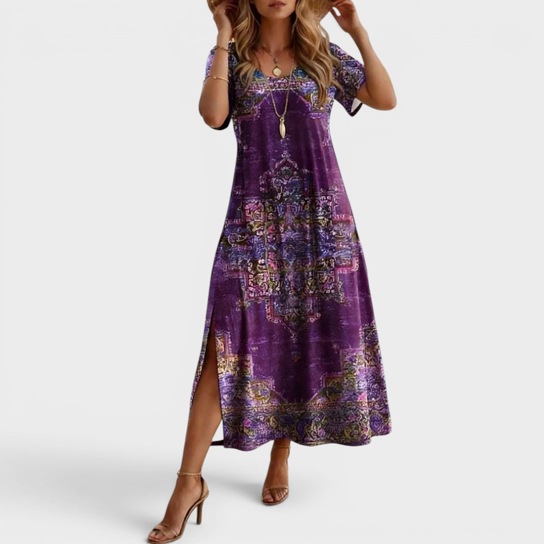 Amethyst | Bohemian Printed Midi Dress
