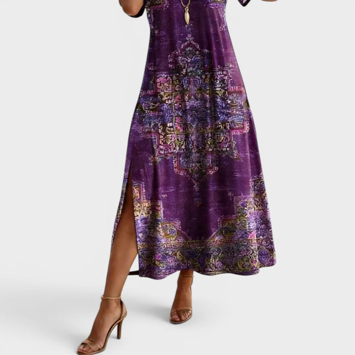 Amethyst | Bohemian Printed Midi Dress