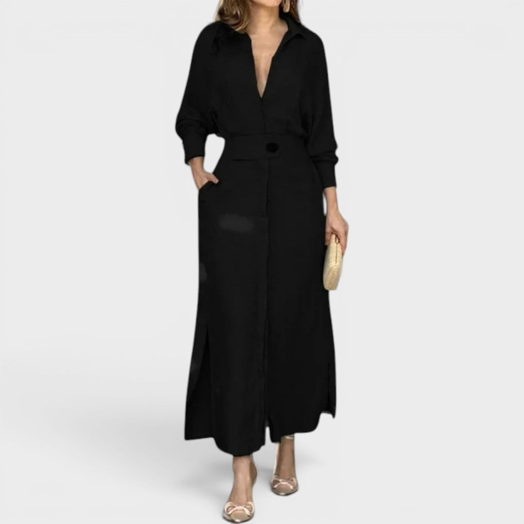 Seraphina | Elegant Flowing Shirt Maxi Dress