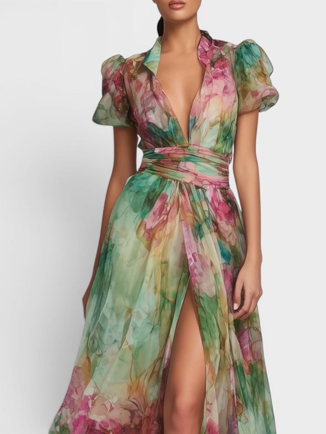Verdant | Watercolor Floral Maxi Dress