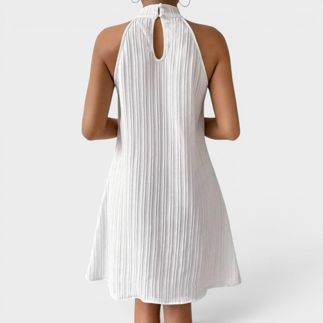 Bianca | Pleated High Neck Sleeveless Dress
