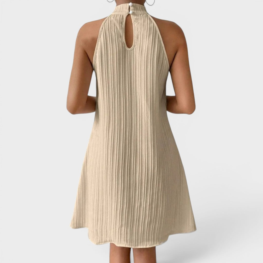 Bianca | Pleated High Neck Sleeveless Dress
