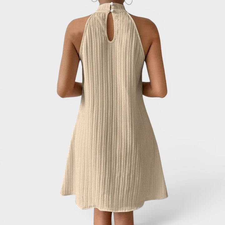 Bianca | Pleated High Neck Sleeveless Dress