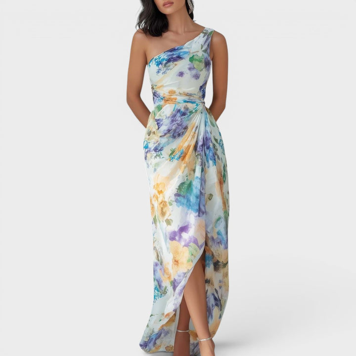 Celestine | One-Shoulder Watercolor Occasion Dress