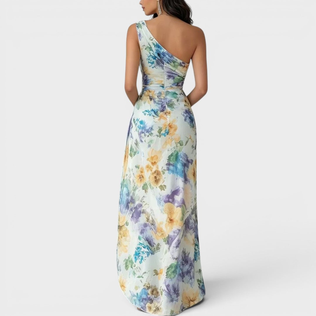 Celestine | One-Shoulder Watercolor Occasion Dress