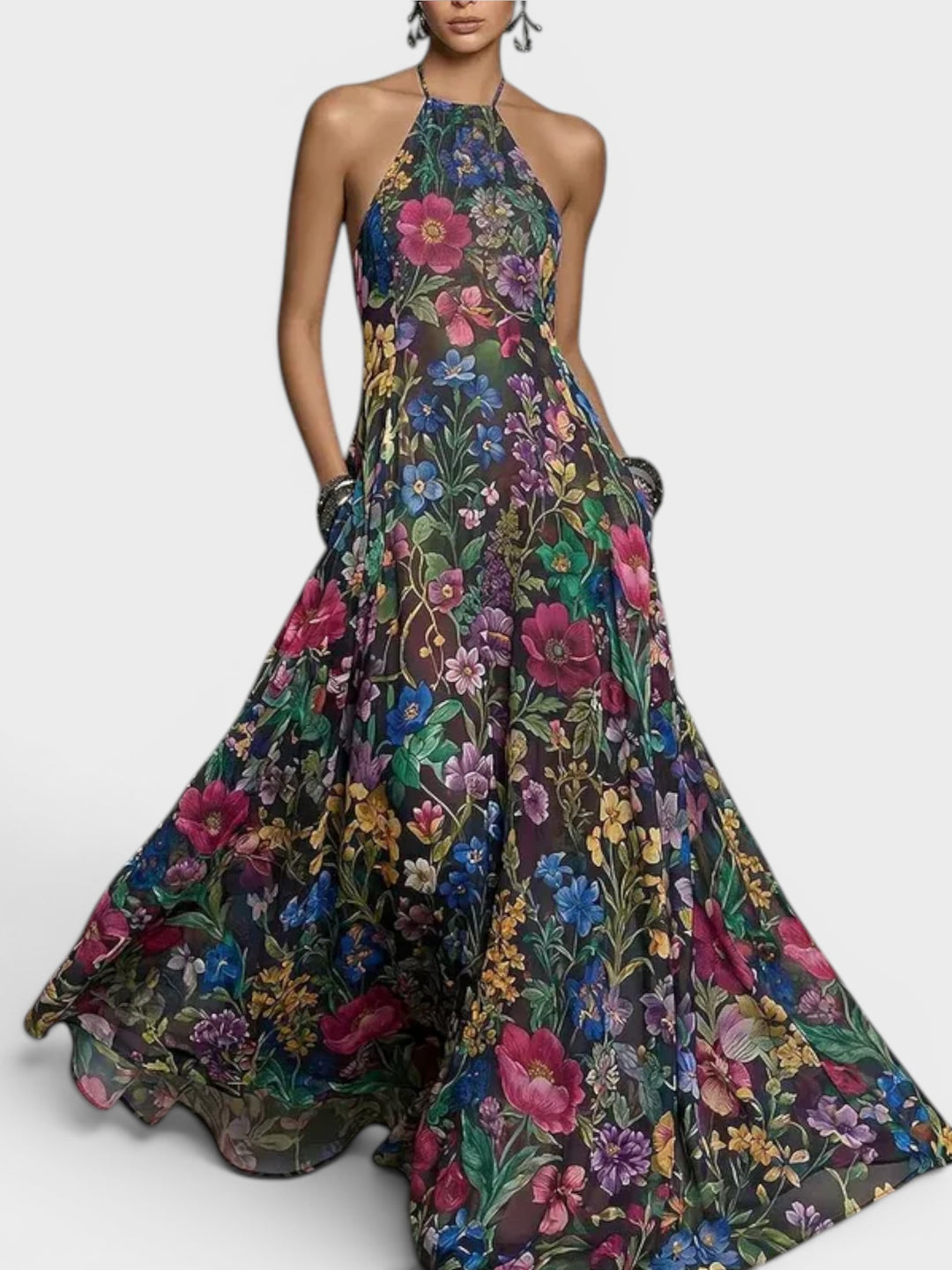 Belle | Floral Halter Maxi Dress