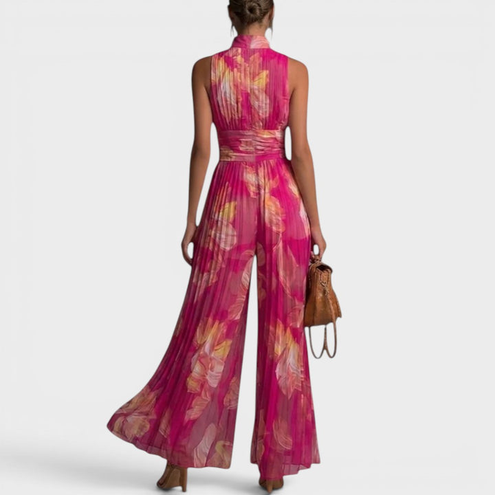 Elise | Floral Pleated Evening Jumpsuit