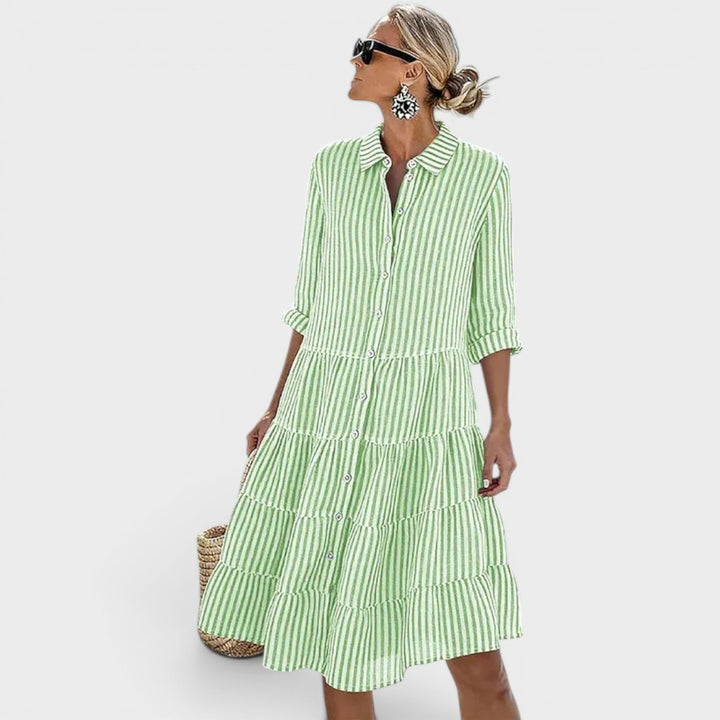 Samantha | Striped Tiered Shirt Dress