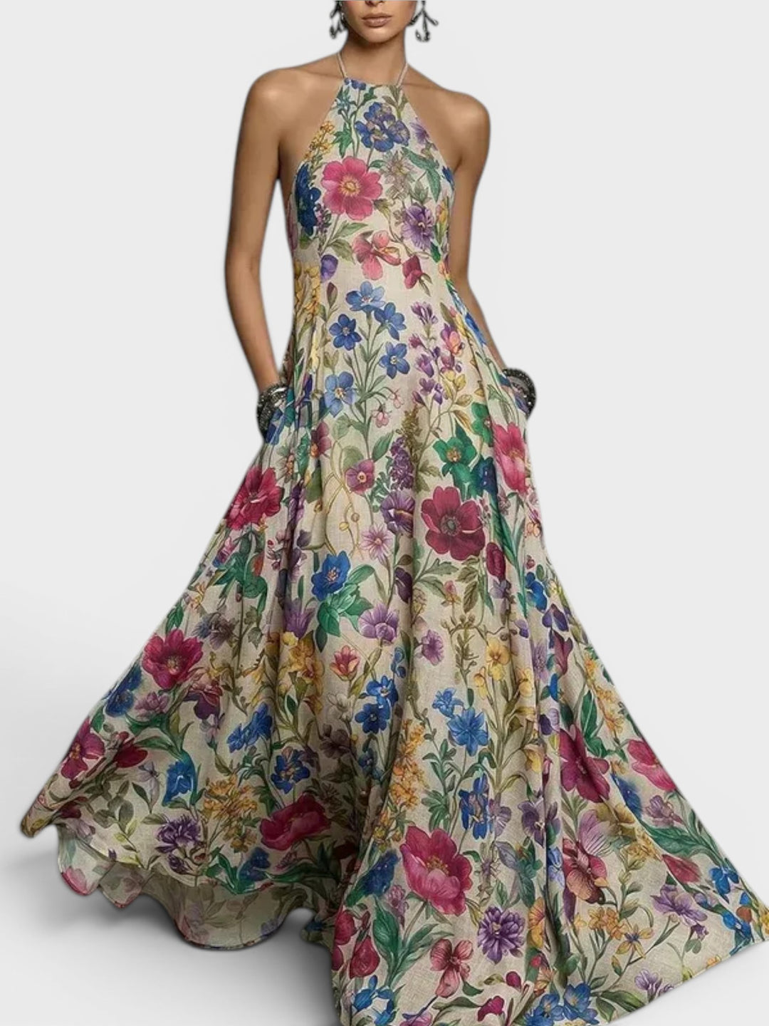 Belle | Floral Halter Maxi Dress