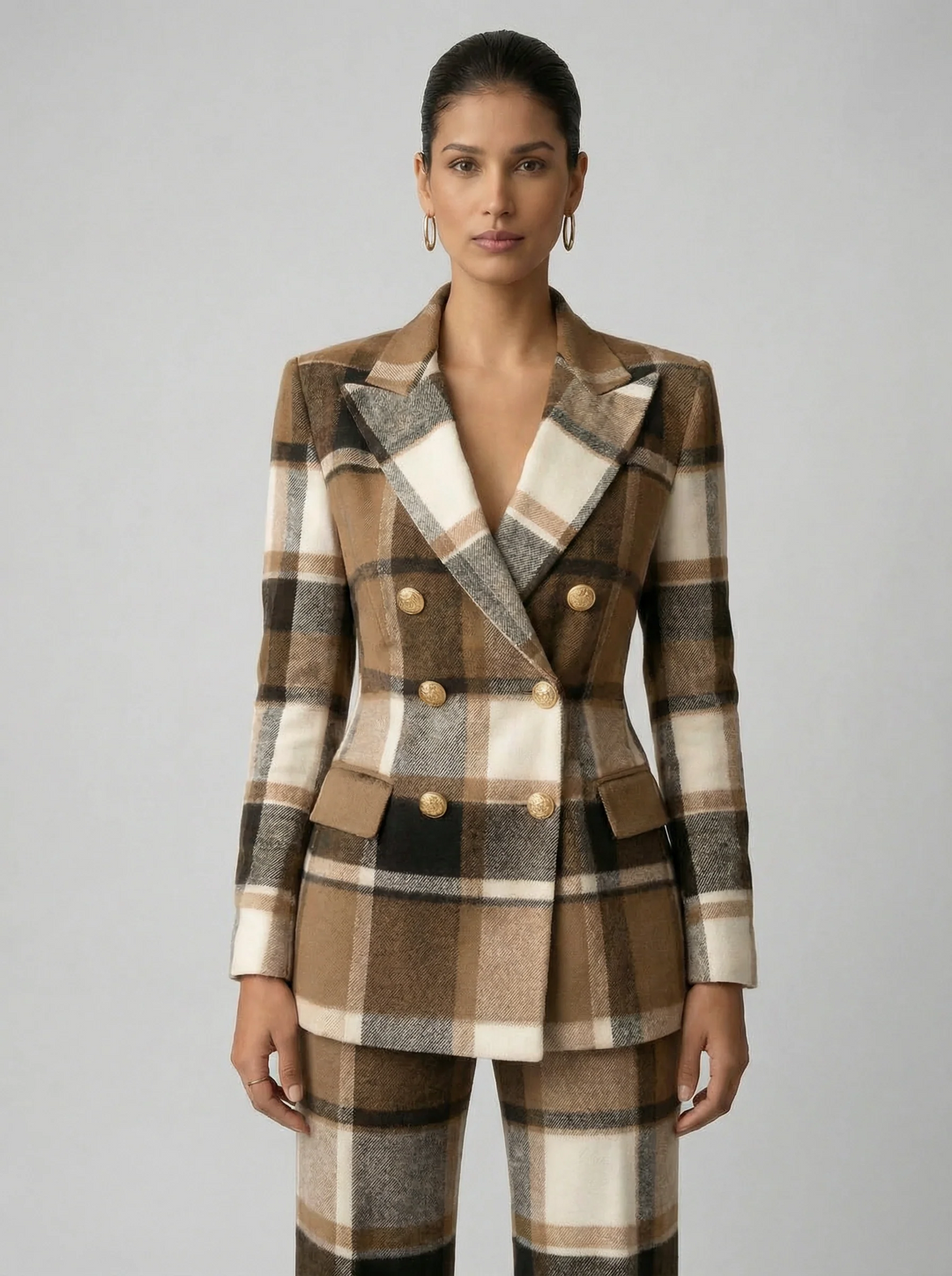 Olivia | Elegant Plaid Tailored Set
