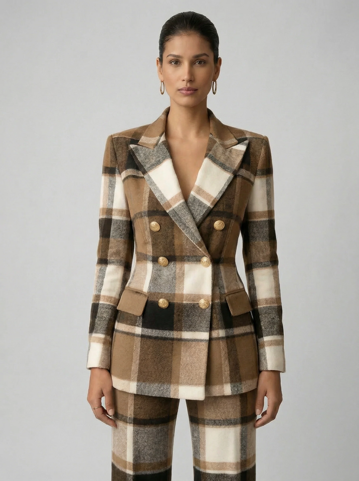 Olivia | Elegant Plaid Tailored Set