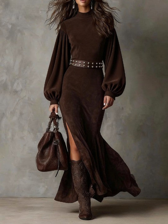 Bessie | Vintage Lantern-Sleeve Midi Dress