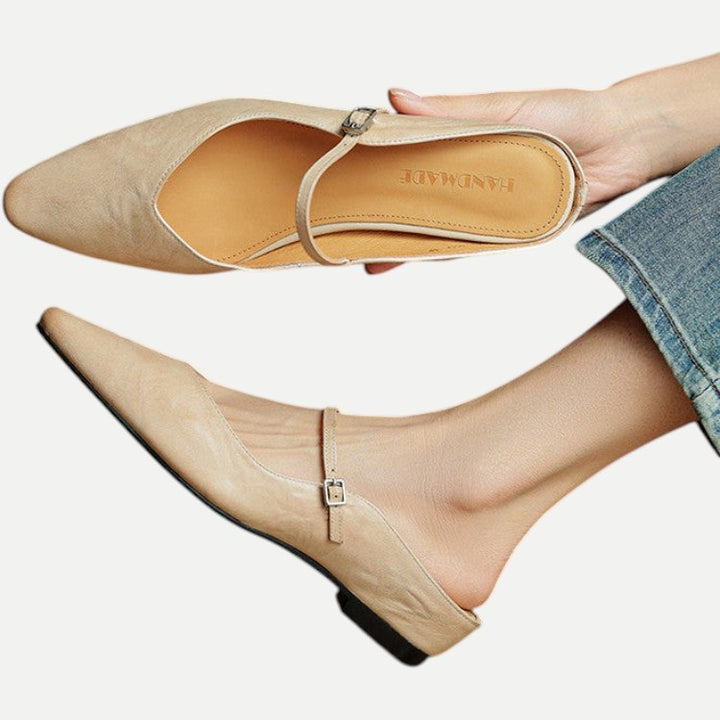 Nica Mary Jane flats in Beige, side view