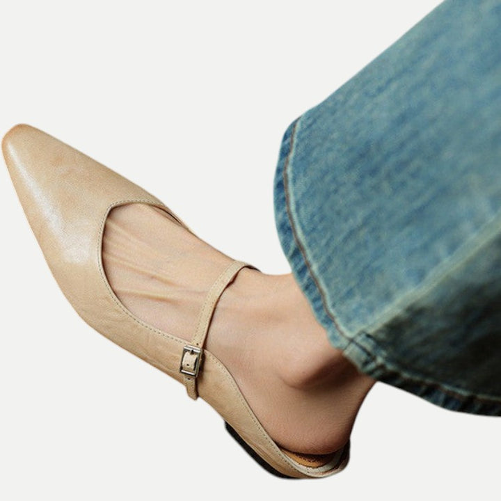 Nica Mary Jane flats in Beige, worn on foot