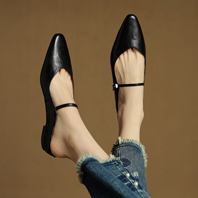 Nica Mary Jane flats in Black, worn on foot flying view