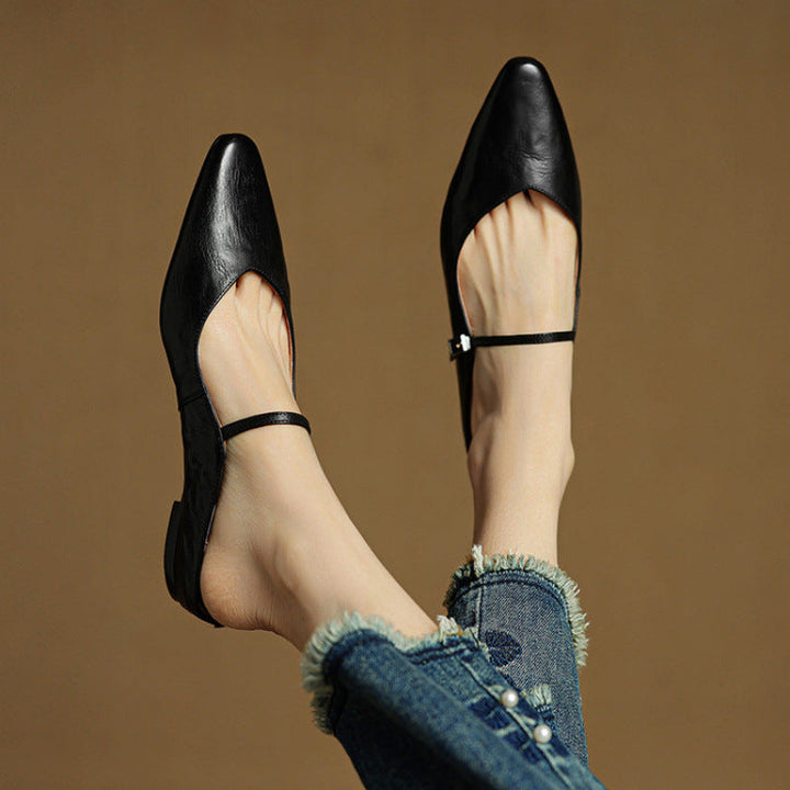 Nica Mary Jane flats in Black, worn on foot flying view