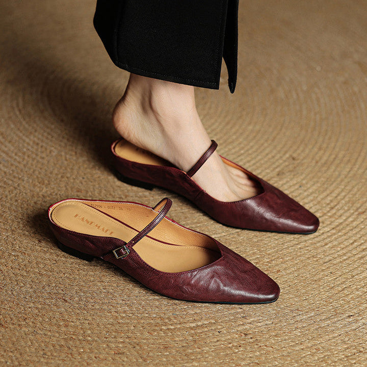 Nica Mary Jane flats in Burgundy, worn on foot