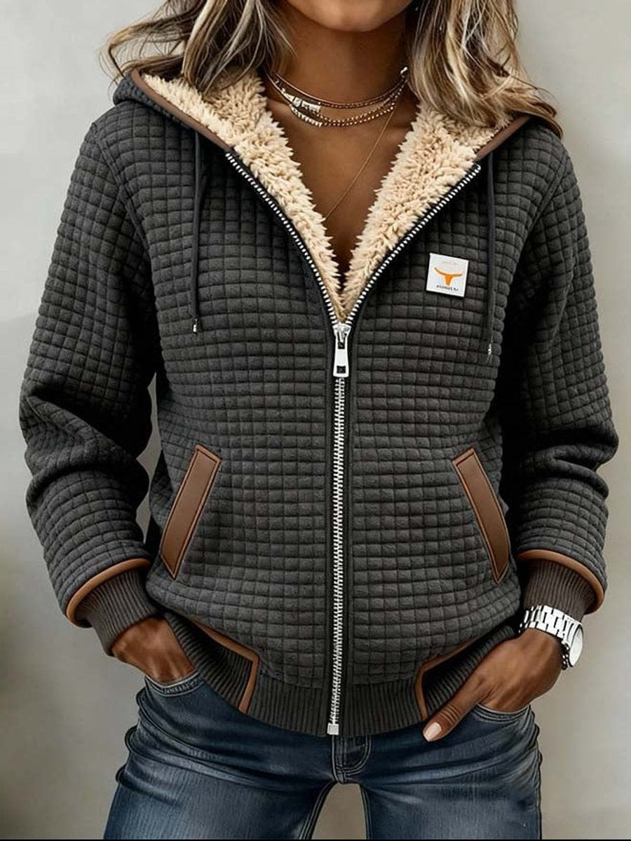Ruth | Sherpa-Lined Quilted Zip-Up Hooded Jacket